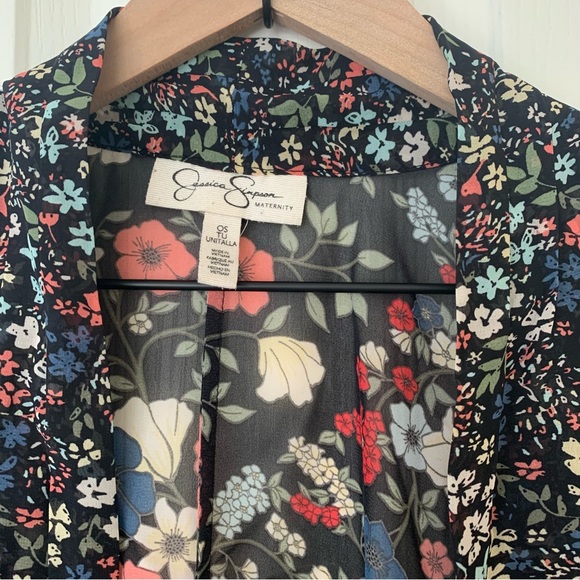 Jessica Simpson Maternity Floral Kimono Flowy Cover Up Short Sleeved O/S - Picture 4 of 5
